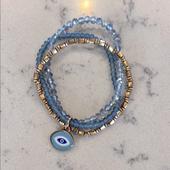 Alex + Ani Evil Eye Stretch Blue Bracelet - Picture 2 of 3